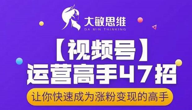 大敏思维-视频号运营高手47招，让你快速成为涨粉变现高手-19点研学社