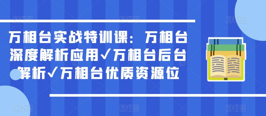 万相台实战特训课：万相台深度解析应用✔万相台后台解析✔万相台优质资源位-19点研学社