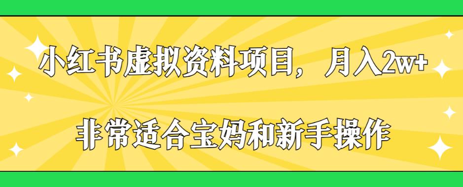 小红书虚拟资料项目，月入2w+，非常适合宝妈和新手操作【揭秘】-19点研学社