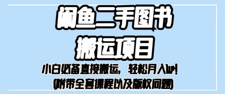 外面卖1980的闲鱼二手图书搬运项目，小白必备直接搬运，轻松月入1w+【揭秘】-19点研学社