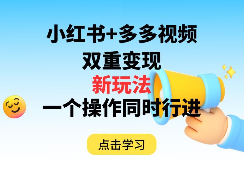 多多视频+小红书，双重变现新玩法，可同时进行【揭秘】-19点研学社
