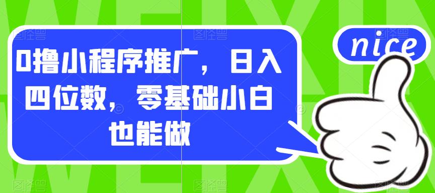0撸小程序推广，日入四位数，零基础小白也能做【揭秘】-19点研学社