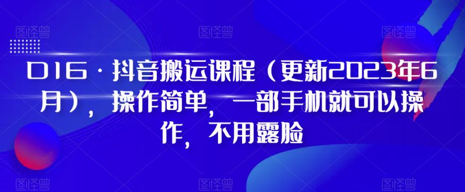 D1G·抖音搬运课程（更新2023年9月），操作简单，一部手机就可以操作，不用露脸-19点研学社