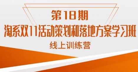 南掌柜·淘系双11活动策划和落地方案线上课18期-19点研学社