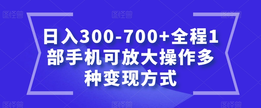 日入300-700+全程1部手机可放大操作多种变现方式【揭秘】-19点研学社