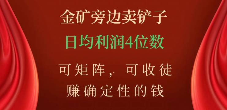 金矿旁边卖铲子，赚确定性的钱，可矩阵，可收徒，日均利润4位数【揭秘】-19点研学社