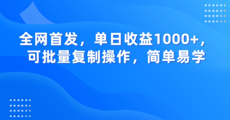 全网首发，单日收益1000+，可批量复制操作，简单易学【揭秘】-19点研学社