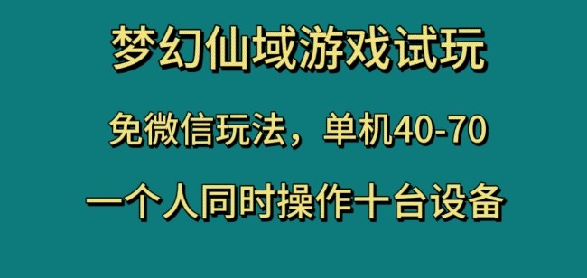 梦幻仙域游戏试玩，免微信玩法，单机40-70，一个人同时操作十台设备【揭秘】-19点研学社