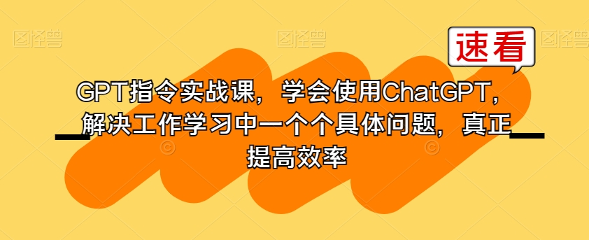 GPT指令实战课，学会使用ChatGPT，解决工作学习中一个个具体问题，真正提高效率-19点研学社