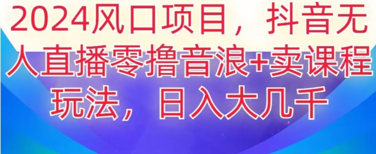 2024风口项目，抖音无人主播撸音浪+卖课程玩法，日入大几千【揭秘】-19点研学社