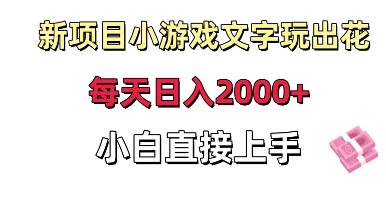 新项目小游戏文字玩出花日入2000+，每天只需一小时，小白直接上手【揭秘】-19点研学社