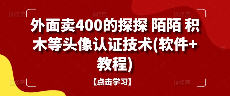 外面卖400的探探 陌陌 积木等头像认证技术(软件+教程)-19点研学社
