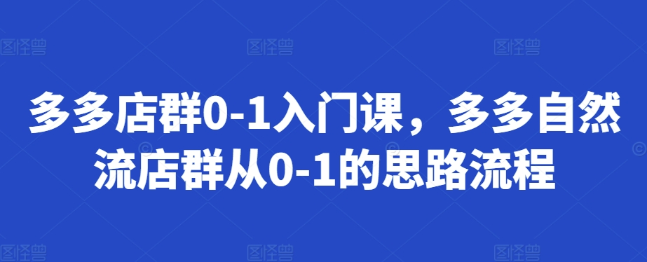 多多店群0-1入门课，多多自然流店群从0-1的思路流程-19点研学社