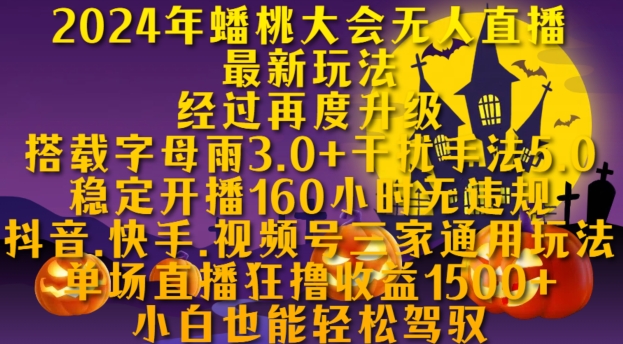 2024年蟠桃大会无人直播最新玩法，稳定开播160小时无违规，抖音、快手、视频号三家通用玩法【揭秘】-19点研学社