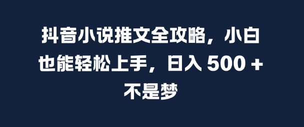 抖音小说推文全攻略，小白也能轻松上手，日入 5张+ 不是梦【揭秘】-19点研学社