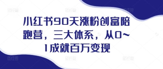 小红书90天涨粉创富陪跑营，​三大体系，从0~1成就百万变现，做小红书的最后一站-19点研学社