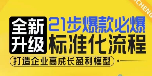 21步爆款必爆标准化流程，全新升级，打造企业高成长盈利模型-19点研学社
