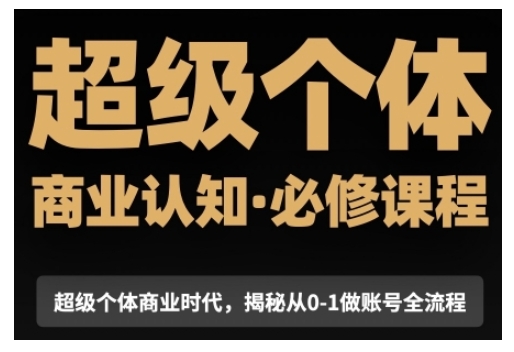 超级个体商业认知觉醒视频课，商业认知·必修课程揭秘从0-1账号全流程-19点研学社
