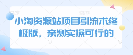 小淘资源站项目引流术终极版，亲测实操可行的-19点研学社