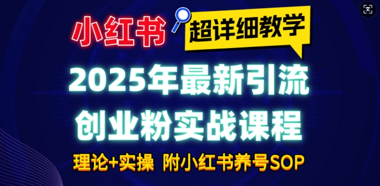 2025年最新小红书引流创业粉实战课程【超详细教学】小白轻松上手，月入1W+，附小红书养号SOP-19点研学社