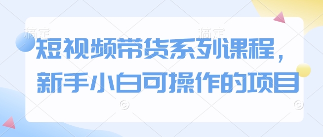 短视频带货系列课程，新手小白可操作的项目-19点研学社