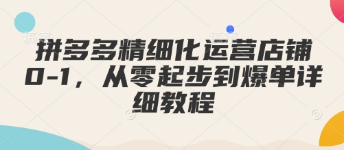 拼多多精细化运营店铺0-1，从零起步到爆单详细教程-19点研学社
