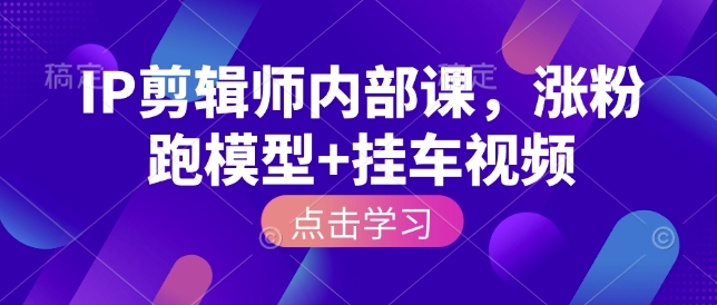 IP剪辑师内部课，涨粉跑模型+挂车视频-19点研学社