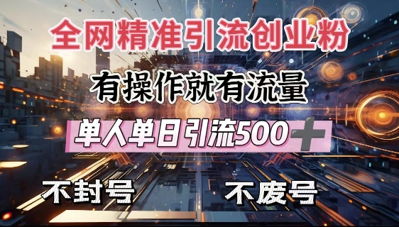 全网独家引流创业粉，有操作就有流量，单人单日引流500+，不封号、不费号-19点研学社