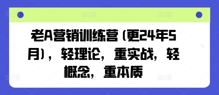 老A营销训练营(更25年1月)，轻理论，重实战，轻概念，重本质-19点研学社
