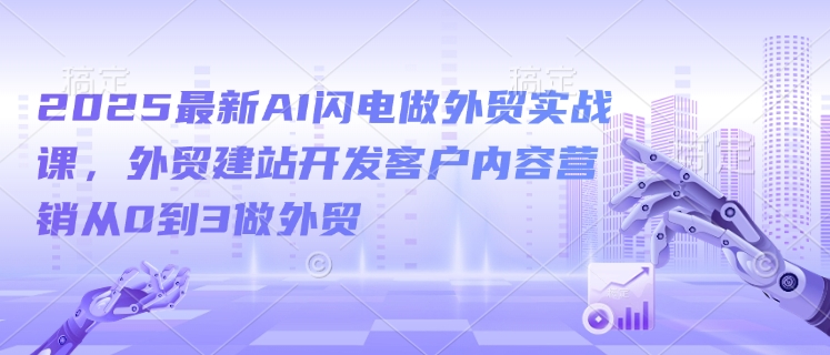 2025最新AI闪电做外贸实战课，外贸建站开发客户内容营销从0到3做外贸-19点研学社