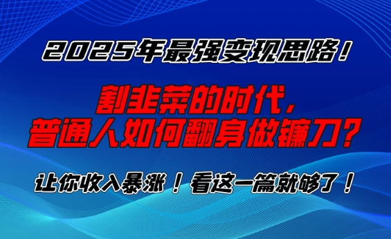 2025年最强变现思路，割韭菜的时代， 普通人如何翻身做镰刀？【揭秘】-19点研学社