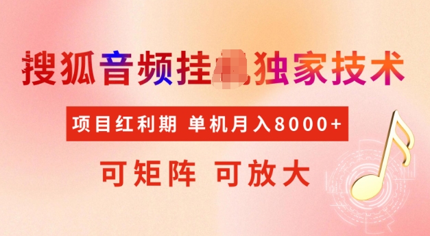 首发搜狐音频挂JI，项目红利期，可矩阵可放大，稳定月入5k【揭秘】-19点研学社