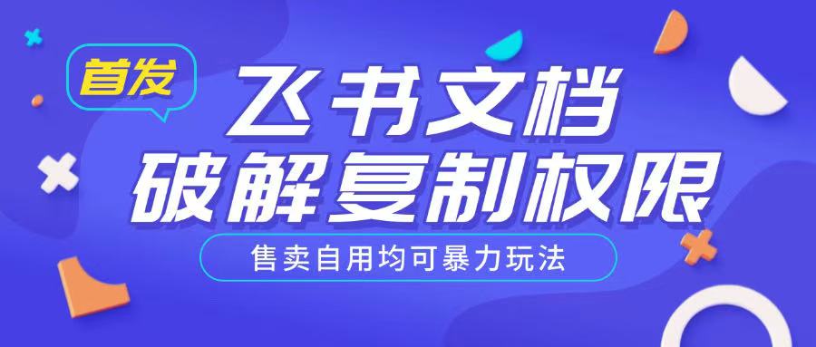首发飞书文档破解复制权限，售卖自用均可暴力玩法-19点研学社