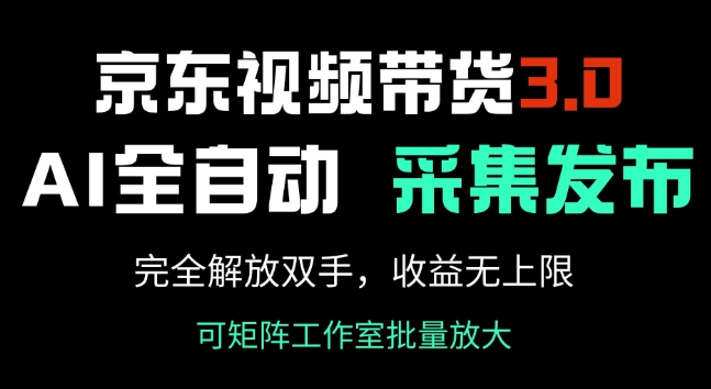 京东视频带货3.0，Ai全自动采集+自动发布，完全解放双手，收入无上限-19点研学社
