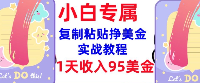 复制粘贴挣美金，0门槛，1天收入95美刀，3分钟学会，内部教程(首次公开)-19点研学社