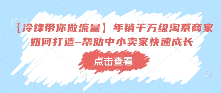【冷锋带你做流量】年销千万级淘系商家如何打造–帮助中小卖家快速成长-19点研学社