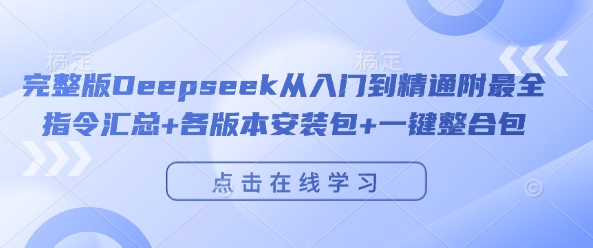 完整版Deepseek从入门到精通附最全指令汇总+各版本安装包+一键整合包-19点研学社