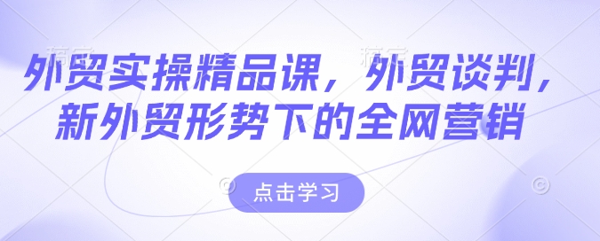 外贸实操精品课，外贸谈判，新外贸形势下的全网营销-19点研学社