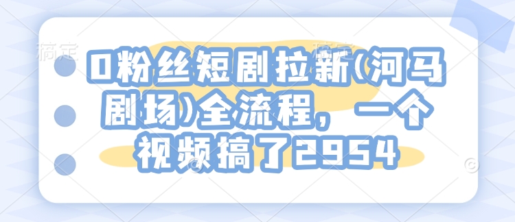 0粉丝短剧拉新(河马剧场)全流程，一个视频搞了2954-19点研学社