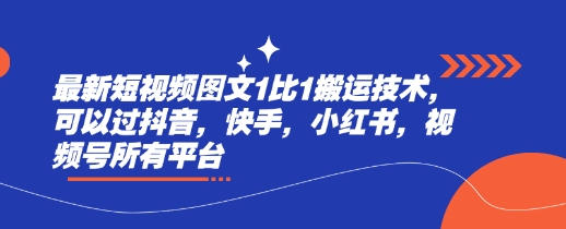 最新短视频图文1比1搬运技术，可以过抖音，快手，小红书，视频号所有平台-19点研学社