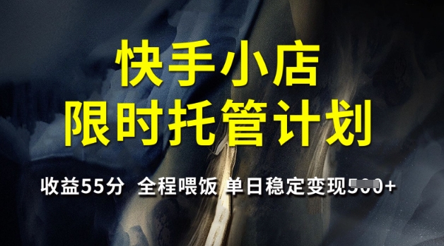 快手小店限时托管计划，收益55分，全程喂饭，单日稳定变现5张【揭秘】-19点研学社