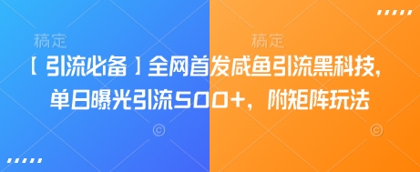 【引流必备】全网首发咸鱼引流黑科技，单日曝光引流500+，附矩阵玩法【揭秘】-19点研学社