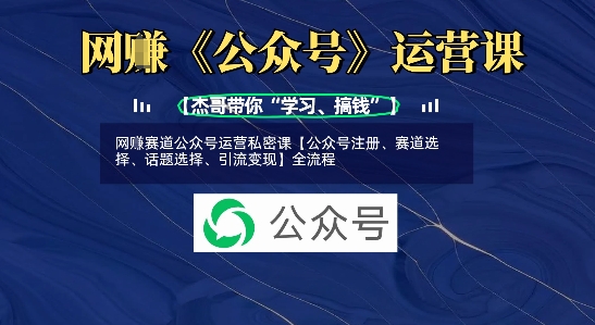 网创赛道公众号运营私密课【公众号注册、赛道选择、话题选择、引流变现】全流程-19点研学社