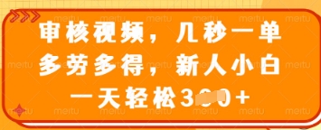 审核视频，几秒一单，多劳多得，新人小白一天轻松3张【揭秘】-19点研学社