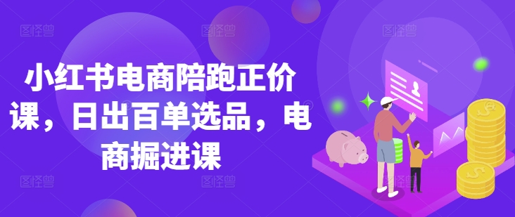 小红书电商陪跑正价课，小红书官方认证电商讲师教学，日出百单选品，电商掘进课-19点研学社