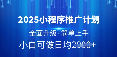 2025小程序推广计划，全面升级，简单上手，日均多张【揭秘】-19点研学社