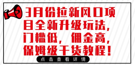 3月份拉新风口项目全新升级玩法，门槛低，佣金高，保姆级干货教程-19点研学社