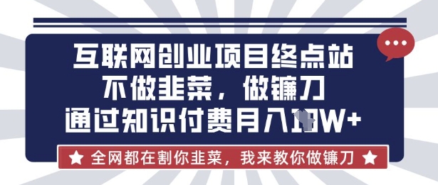 互联网创业尽头-不做韭菜，做镰刀，通过知识付费月入10个【揭秘】-19点研学社