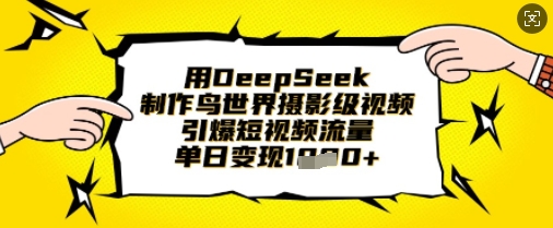 用DeepSeek制作鸟世界摄影级视频，引爆短视频流量，单日变现1k-19点研学社