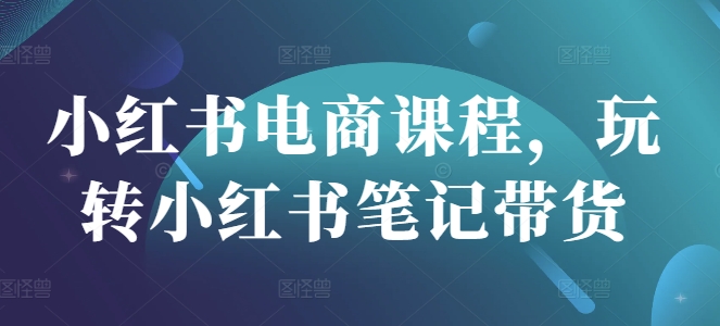 小红书电商课程，玩转小红书笔记带货-19点研学社